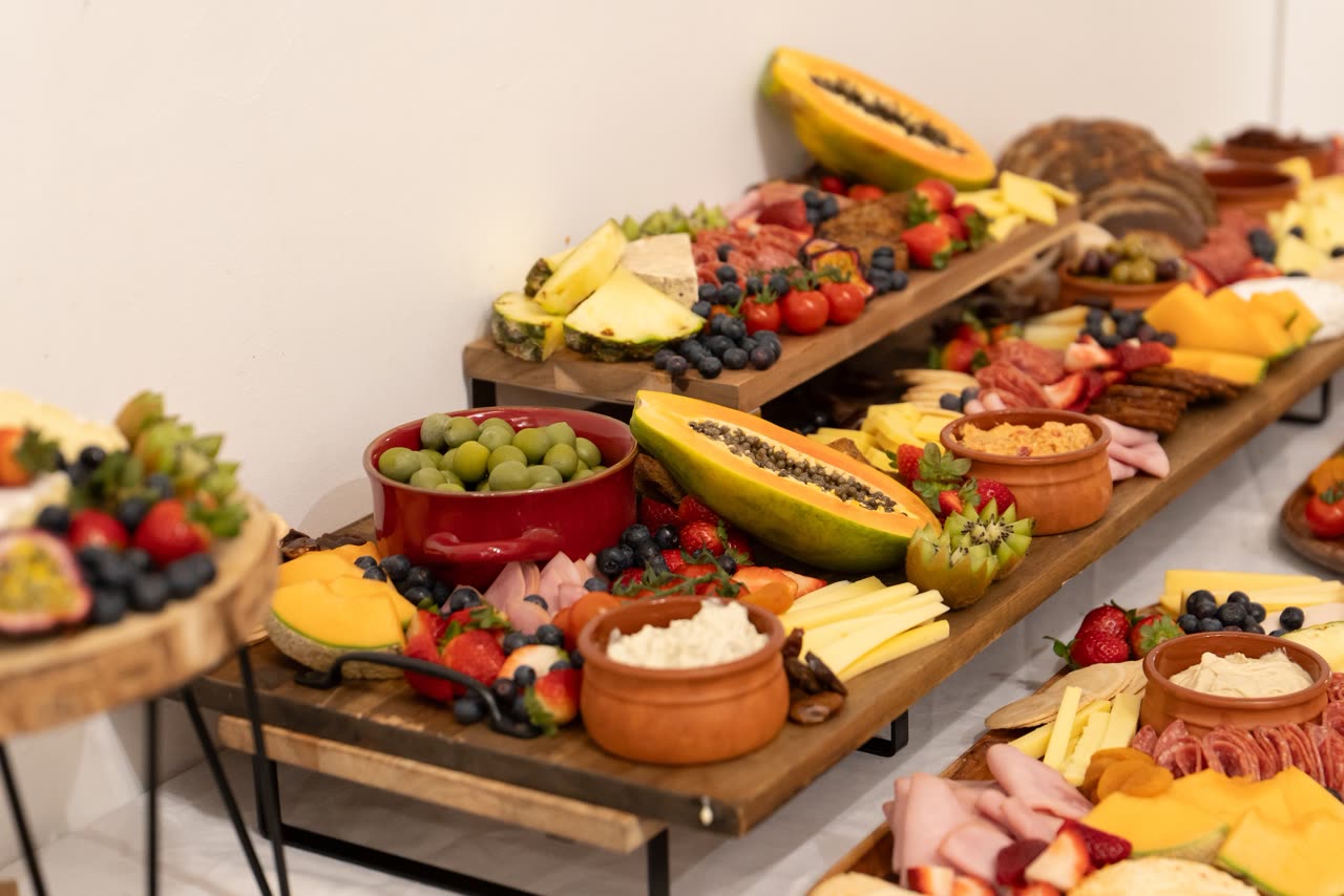 Reception food detail photographed after a Serbian Orthodox christening